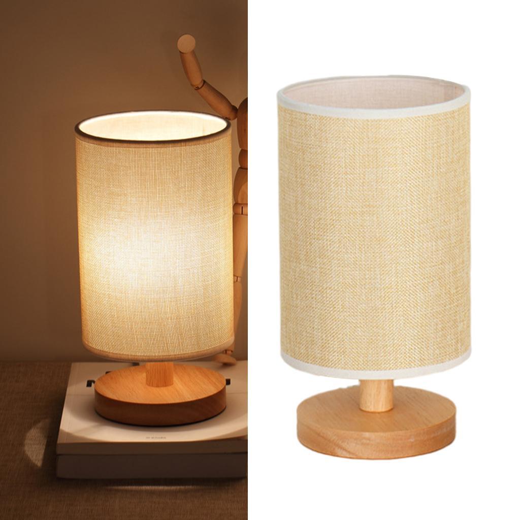 Bedside Table Lamp LED NightStand Light Fabric Shade Home Decor