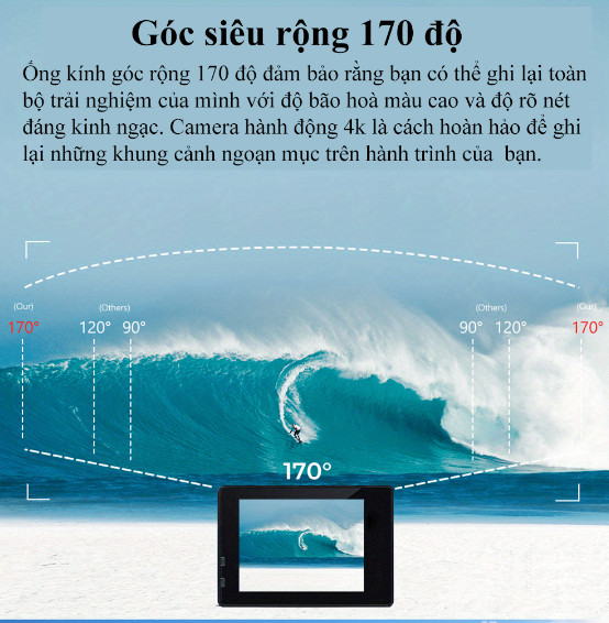 Camera Hành Trình 4k Sport 1080P Chống Nước Chống Rung, Cam Hành Động, Action Camera, Camera Gắn Ô Tô Xe Máy Xe Đạp Du Lịch kết Nối Wifi Hỗ Trợ Quay Đêm Lấy Nét Tự Động