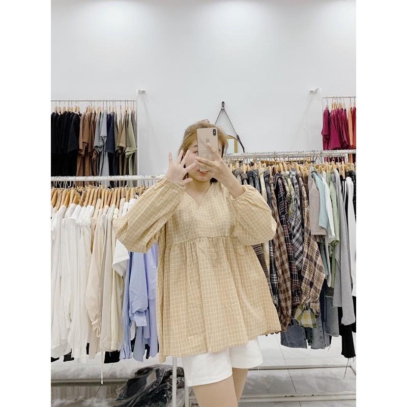 Babydoll kẻ vàng chéo