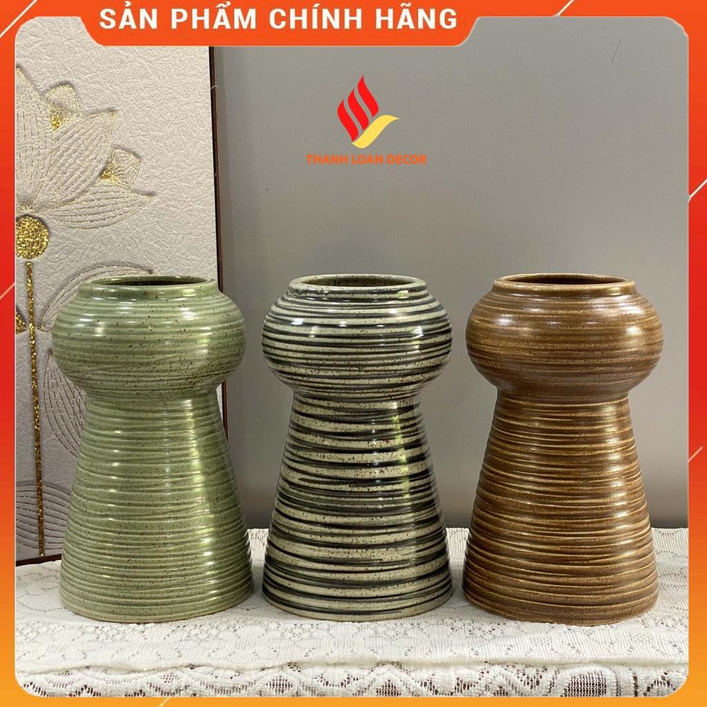 Lọ hoa gốm Bát Tràng cao cấp 25 cm - Bình hoa decor trang trí cỡ vừa - Men mộc