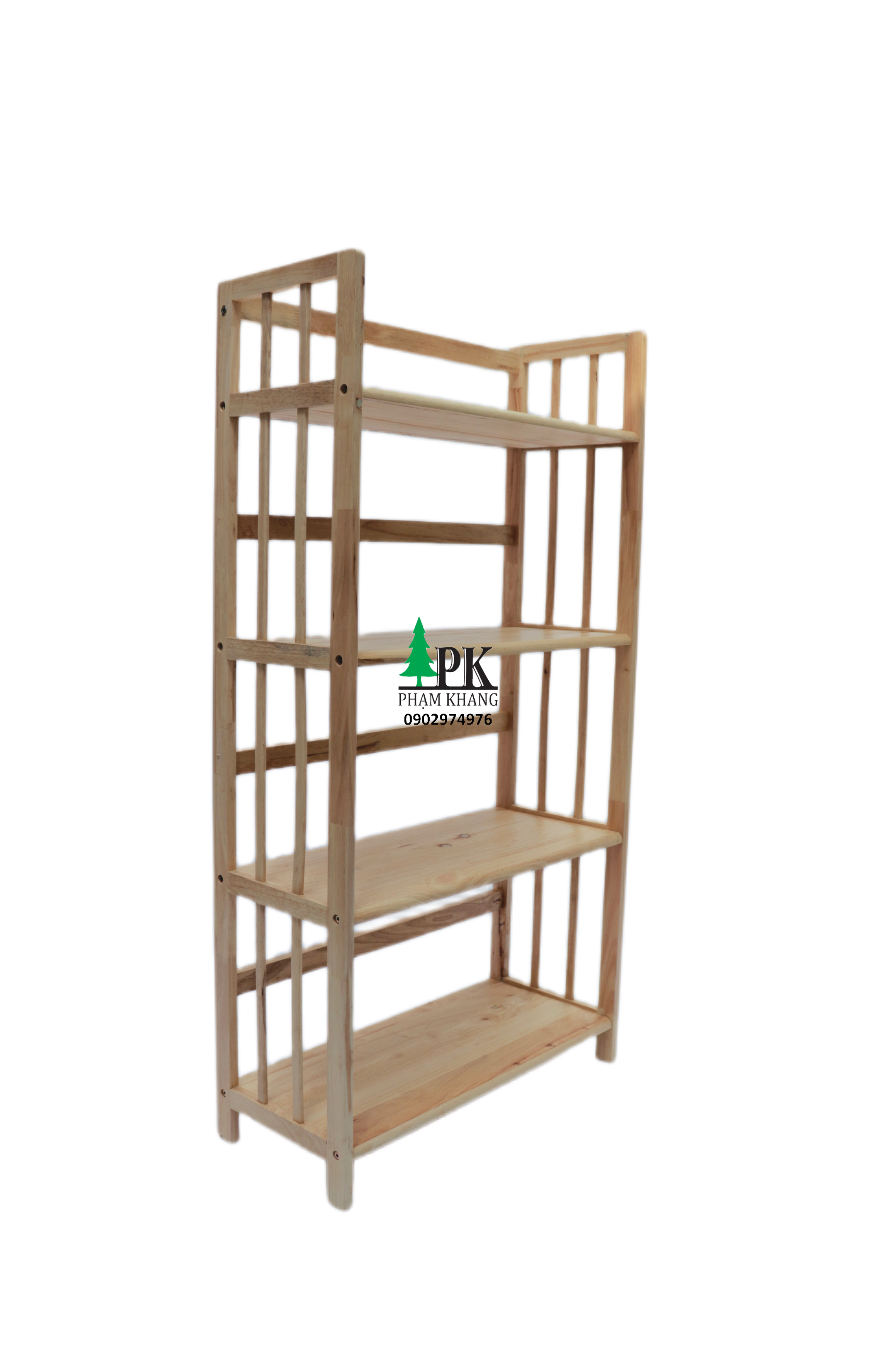 Kệ sách 4 tầng rộng 90 cm Start Decor - Gỗ cao su tự nhiên - Màu Gỗ Tự Nhiên/ Vàng Cherry