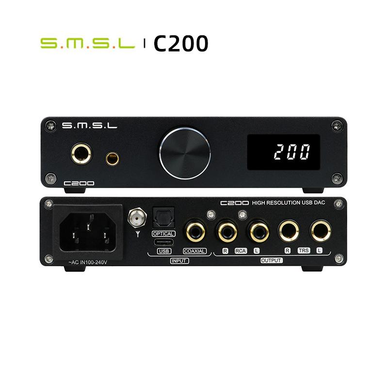 SMSL C200 Audio DAC Bộ khuếch đại tai nghe ES9038Q2M 4xOPA1612A Đầu vào USB/Optical/Coaxial/Bluetooth 5.0 TRS Cân bằng 4.4mm Đầu ra 6.35mm