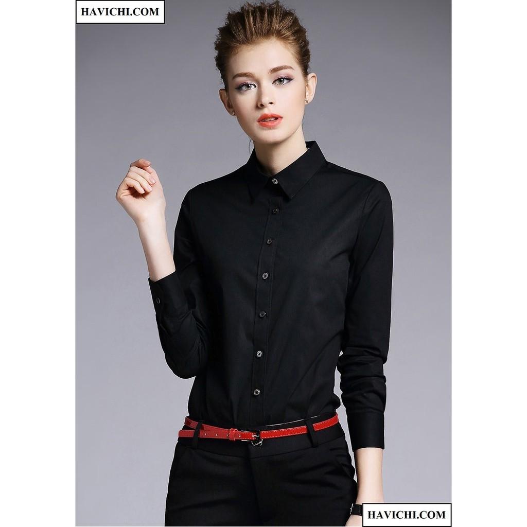 Áo sơ mi nữ đen  - Sơ mi nữ đen công sở sang trọng thoáng mát, không nhăn, dễ ủi.