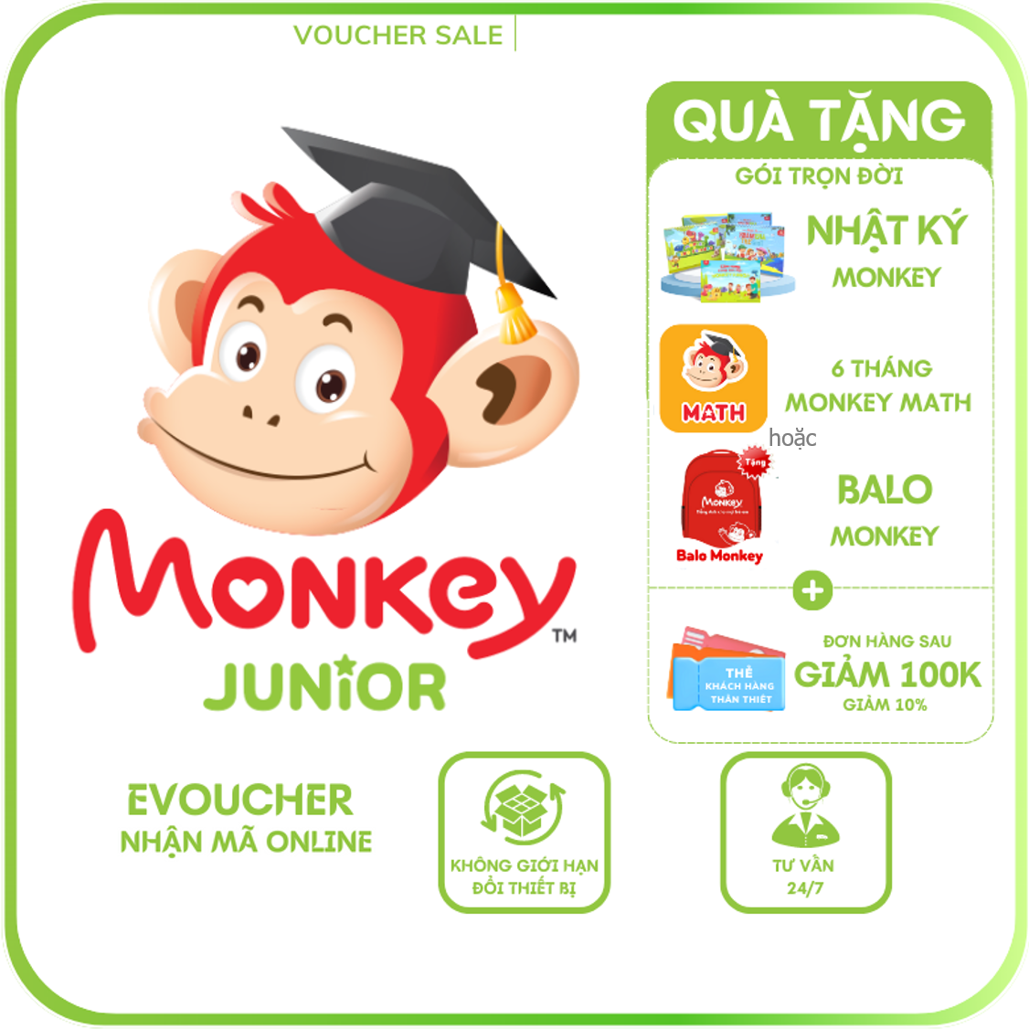Monkey junior (Mã Giấy) Phần mềm học tiếng Anh cho bé 0 - 10 tuổi trên (Trọn đời, 4 năm, 2 năm, 1 năm)