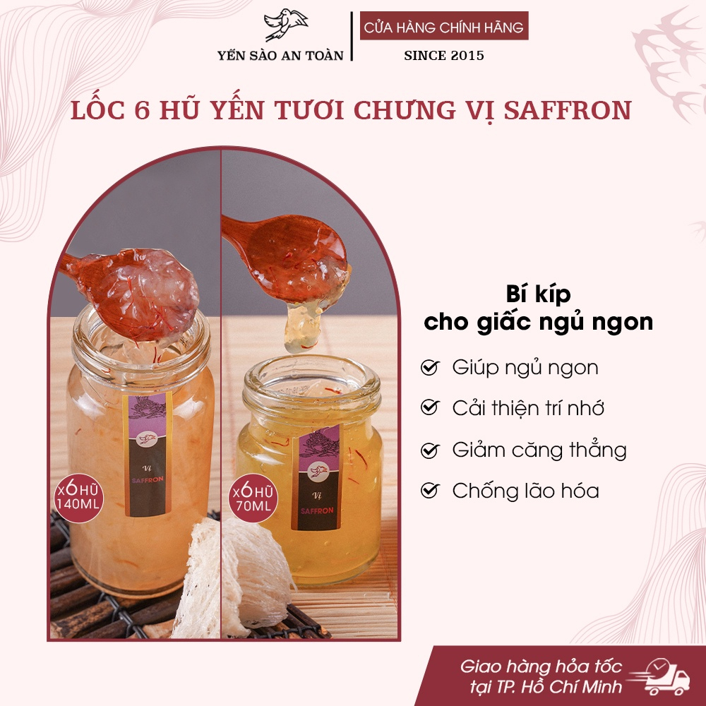 Hộp quà Tết Yến chưng Saffron Iran thượng hạng giúp giấc ngủ ngon chăm sóc sắc đẹp ĐẬM ĐẶC YẾN TƯƠI từ Yến Sào An Toàn