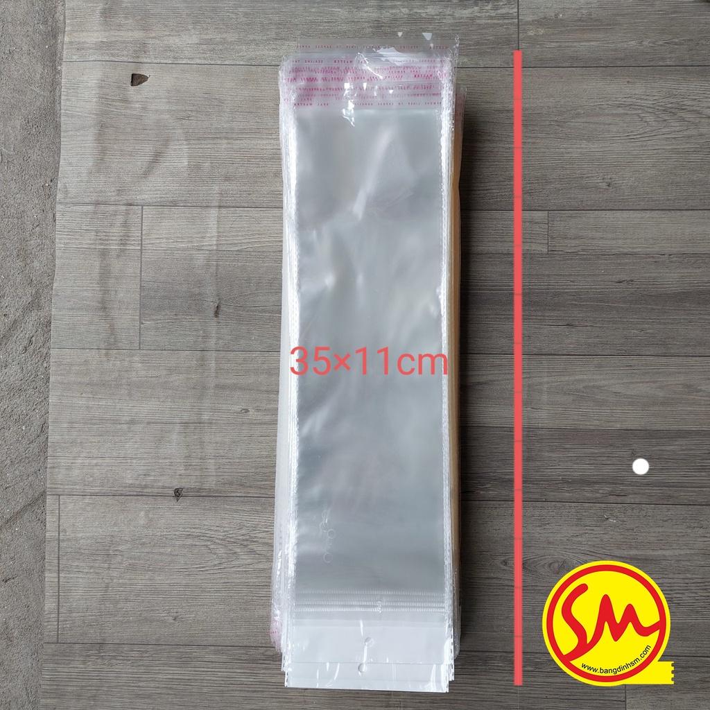 TÚI BÓNG KÍNH, TÚI NILON DÁN MIỆNG trong suốt, TÚI OPP 35x11cm chuyên dùng ĐÓNG GÓI CÁC SẢN PHẨM