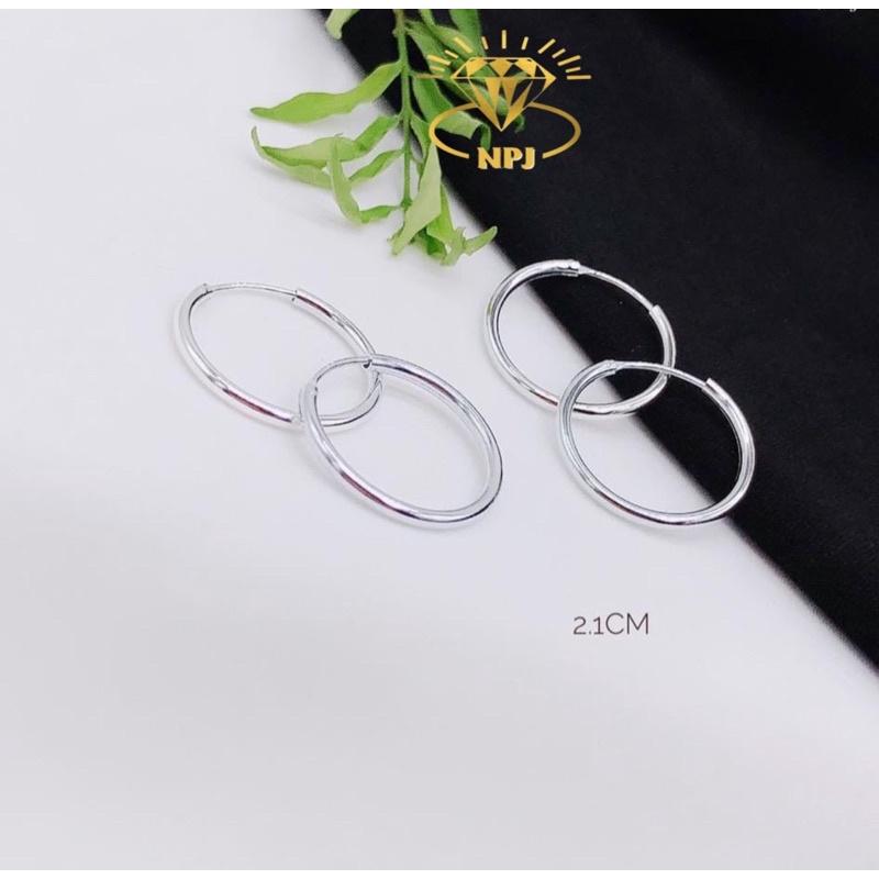 Bông tai vòng tàu trơn, đơn giản xinh xắn - bạc Npj