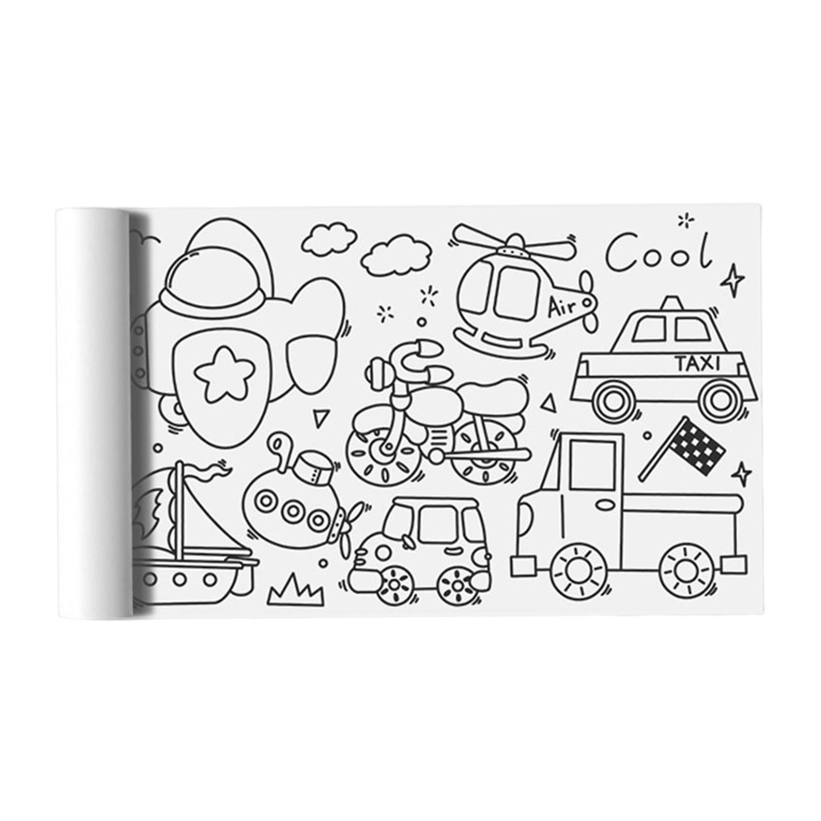 2Pieces Large Kids Coloring Paper Roll, Colorable with Tear Off Line Coloring Tablecloth for Children Birthday Home
