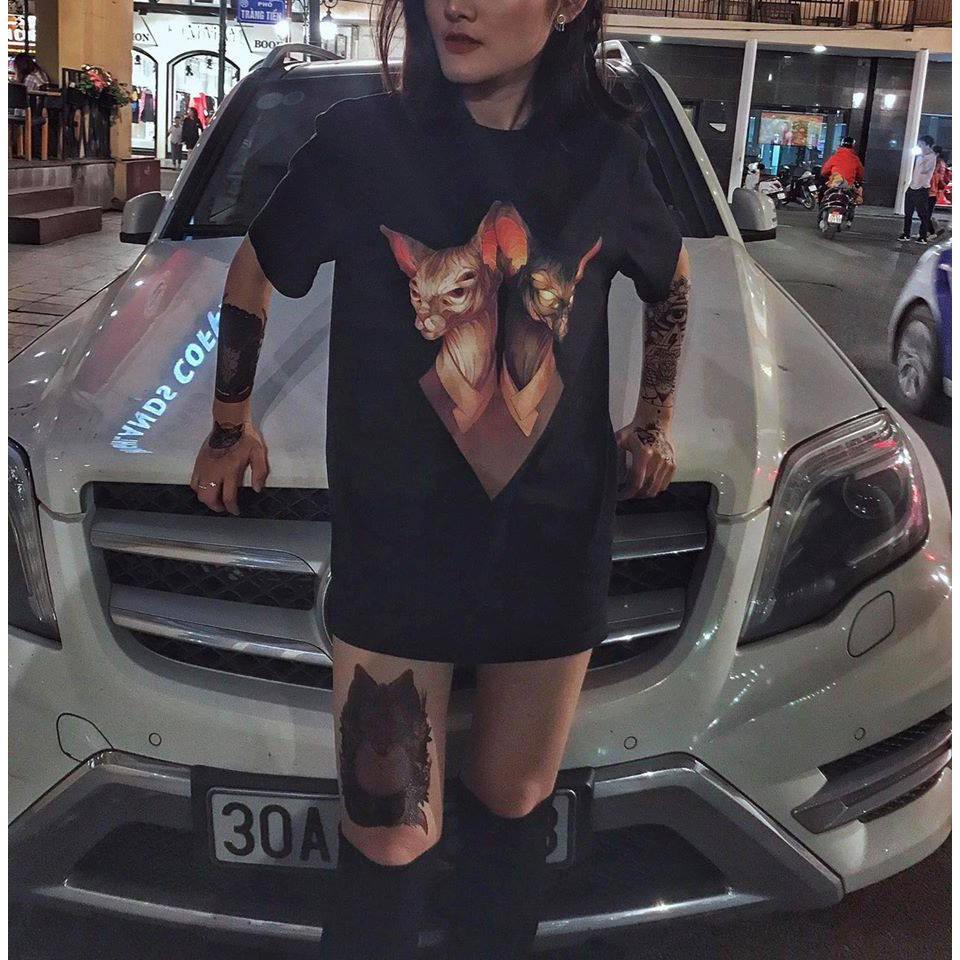 Áo thun Mèo Ai Cập Unisex form rộng tay lỡ A26