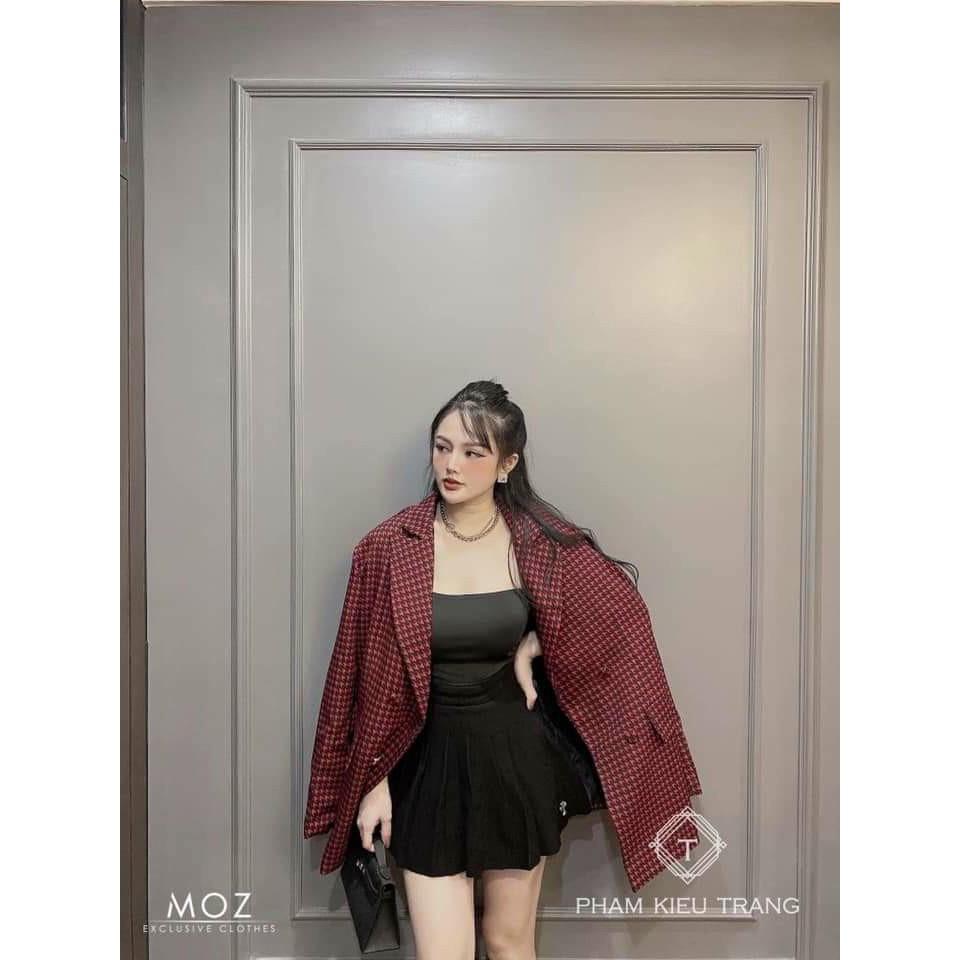 ÁO DẠ KẺ ZIC ZAC ĐỎ