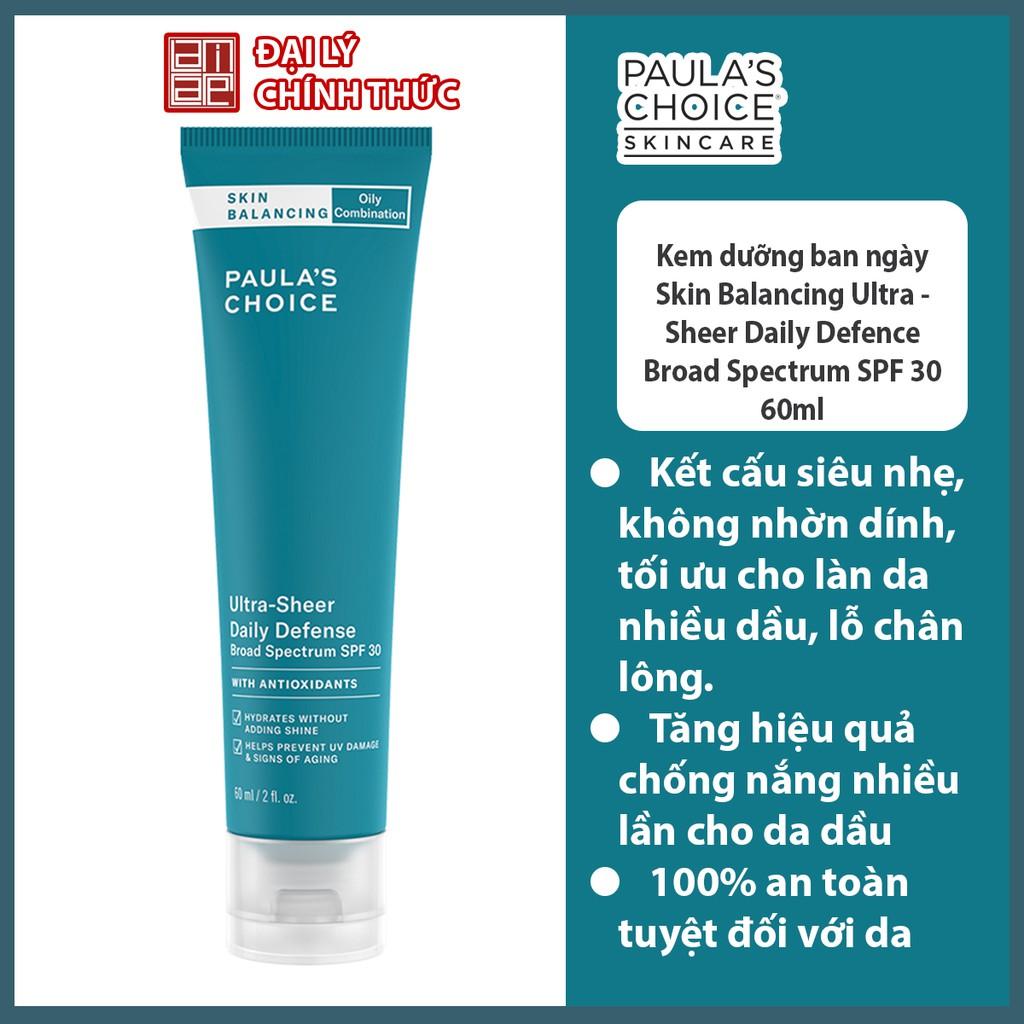 Kem Dưỡng Ban Ngày Siêu Bảo Vệ Và Cân Bằng Da Paula's Choice Skin Balancing Ultra-Sheer Daily SPF30