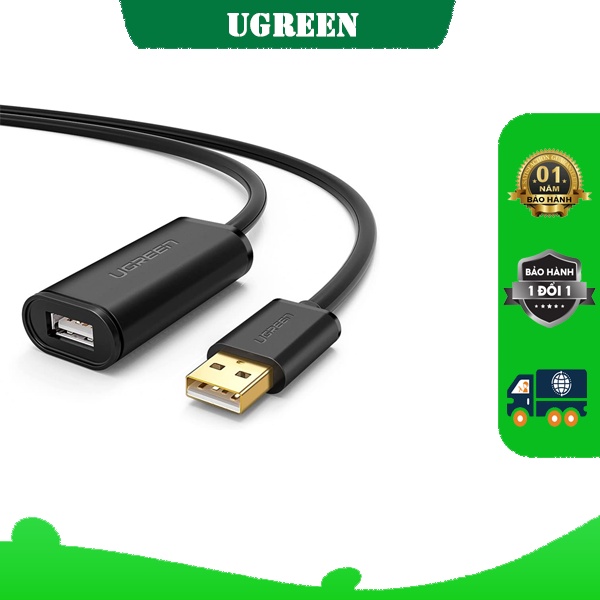 Cáp USB 2.0 Nối Dài 5m Ugreen UG10319 Có Chíp Khuếch đại Cao Cấp Hàng Chính Hãng
