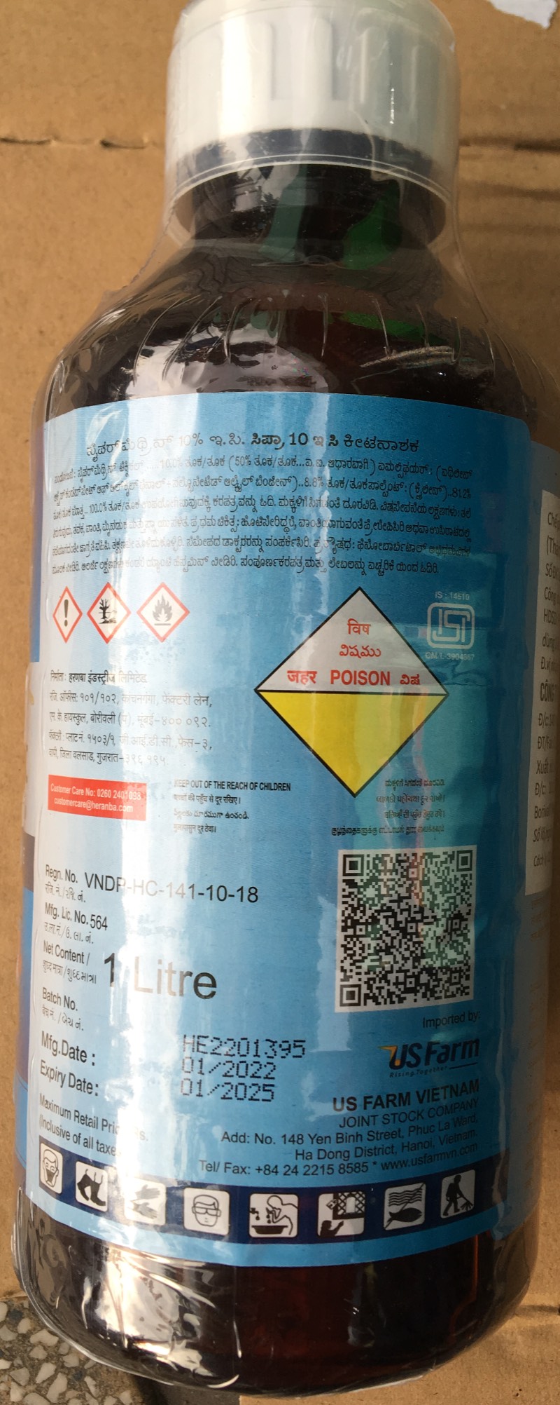chế phẩm trừ muỗi và công trùng nhập khẩu Ấn Độ CyPra chai 1 lít