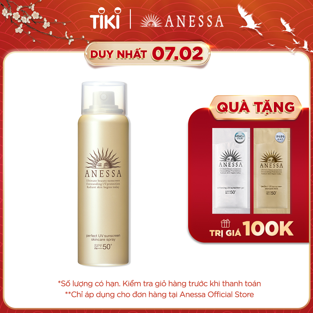 Kem chống nắng dạng xịt dưỡng da bảo vệ hoàn hảo Anessa Perfect UV Sunscreen Skincare Spray SPF 50+ PA++++ 60g