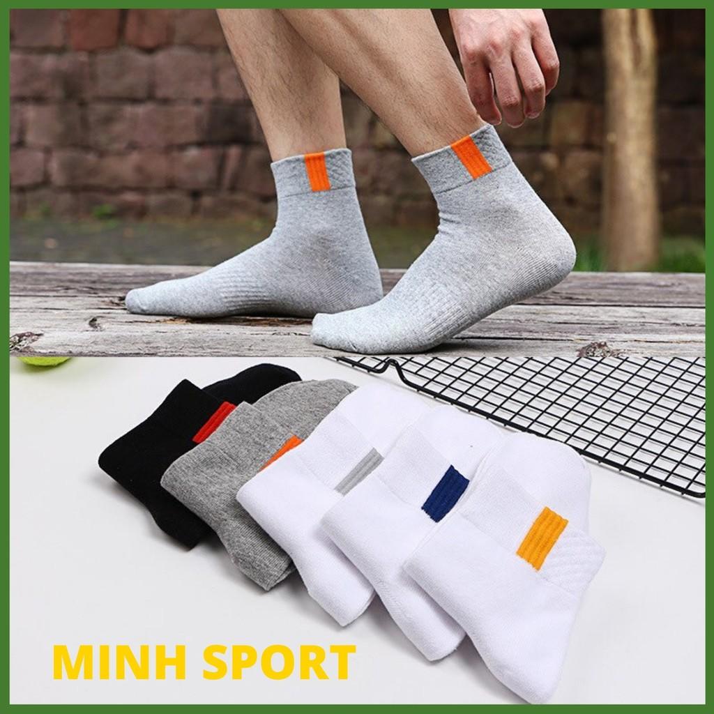 Tất nam nữ thể thao bóng đá thoáng khí thấm hút mồ hôi co giãn thoải mái không xù chất liệu cotton