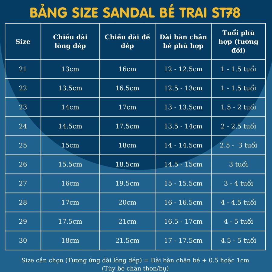 Dép sandal quai hậu bé trai 1 - 5 tuổi quai hậu da mềm kiểu dáng thời trang đế chống trơn trượt phong cách Hàn ST78