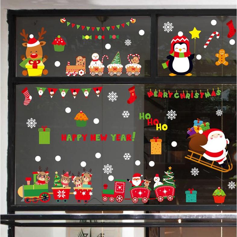 Decal Trang Trí Noel Hai Mặt Hít Tĩnh Điện - ĐOÀN TÀU ĐÊM GIÁNG SINH