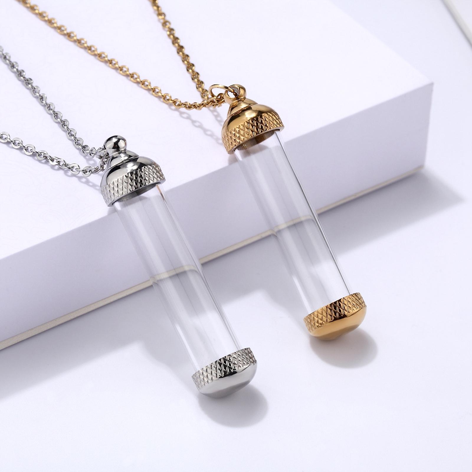 Acrylic Container Urn Necklace Pendant Titanium Steel Cremation Jewelry Memorial Pendant Perfume Container Tube Birthday Gift