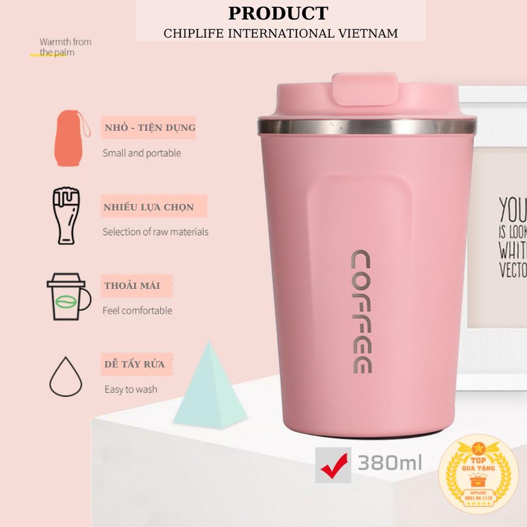 Ly giữ nhiệt coffee 380ml - 500ml | FREE KHẮC TÊN | Cốc cà phê giữ nhiệt màu HỒNG siêu cute phong cách hàn quốc