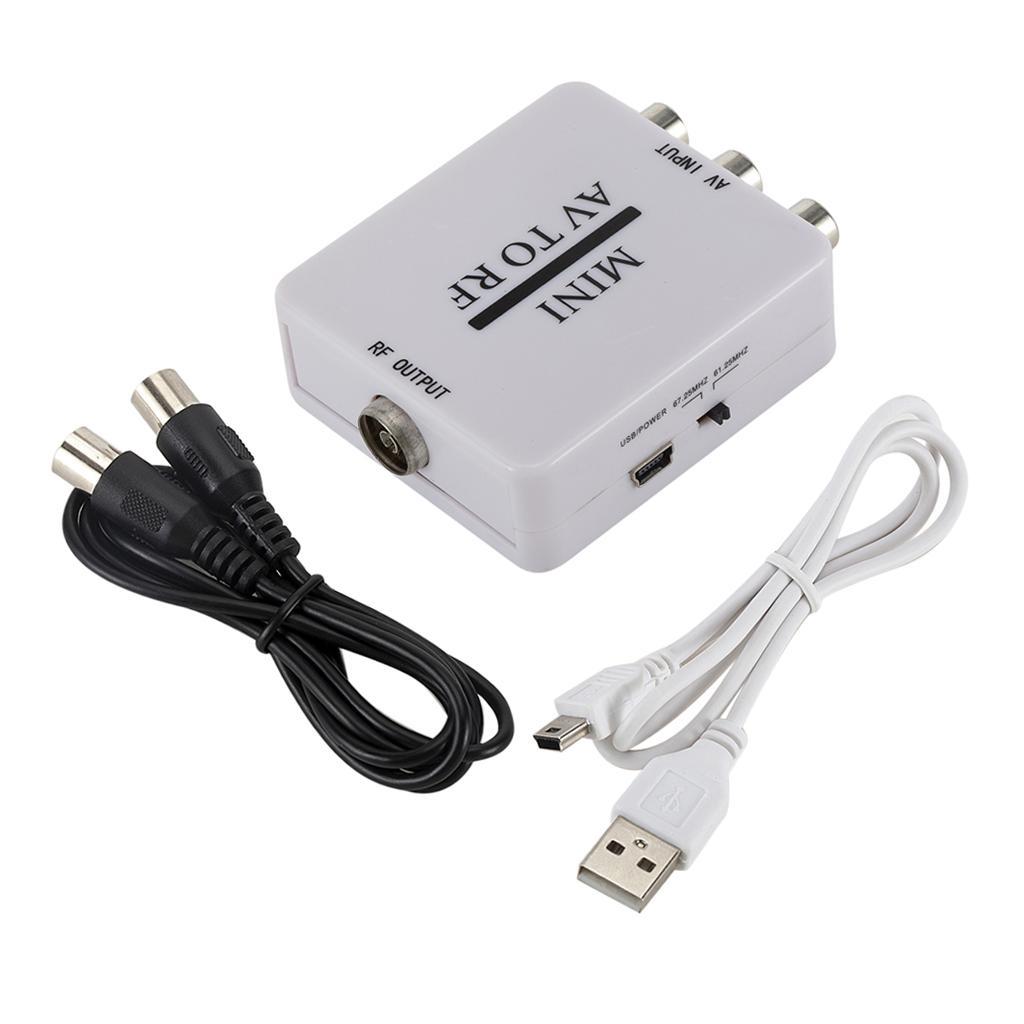 Portable 2 Pcs AV to RF Converter Box TV Station-selector 67.25Mhz 61.25Mhz