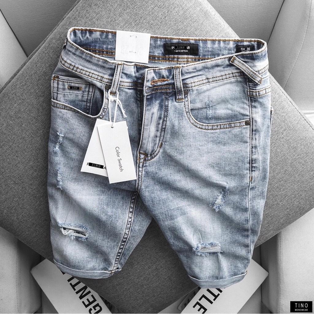 Quần short jean nam màu xanh King168 , quần đũi nam thời trang cao cấp nam MS2121