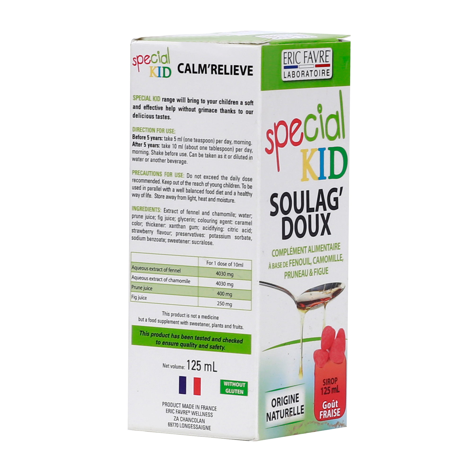 TPBVSK Special Kid Soulag'doux - Hỗ trợ nhuận tràng, hỗ trợ giảm táo bón (125ml) [Siro – Nhập khẩu Pháp]