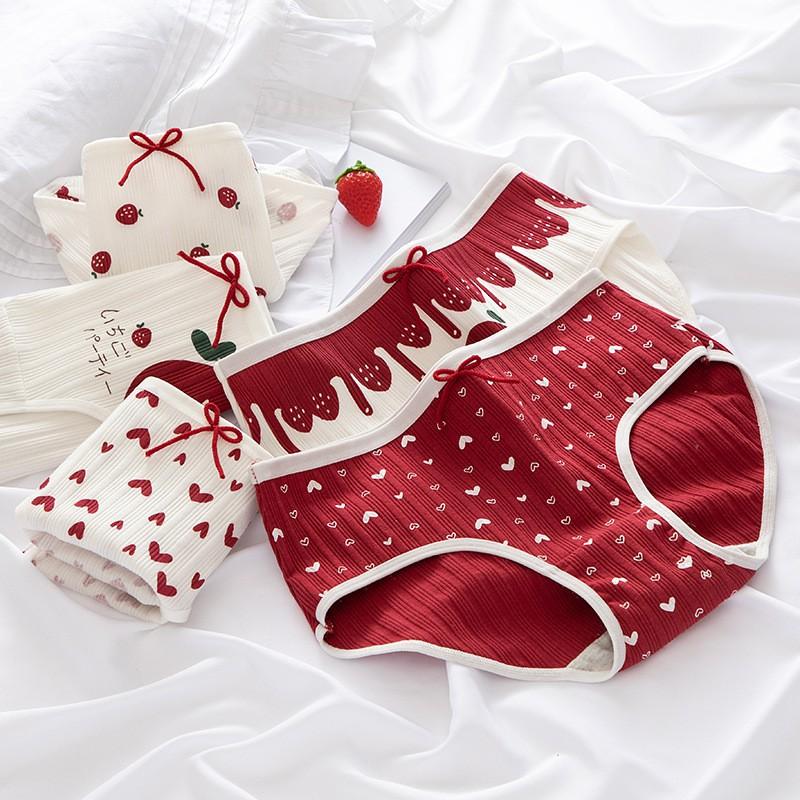 Quần Lót Cotton Co Dãn 4D Tim Đỏ