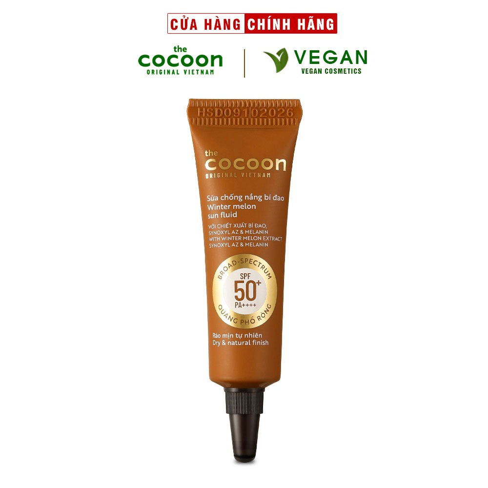 TRIAL SIZE - Sữa chống nắng bí đao - Ráo mịn tự nhiên SPF 50+, UVA-PF 62.6 Cocoon 5ml thuần chay