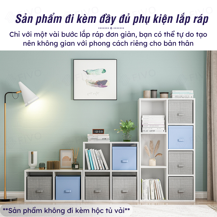 Kệ Sách Tổ Ong Gỗ MDF FIVO FB01 Màu Trắng Sáng Tạo Đa Công Dụng Dễ Lắp Ráp