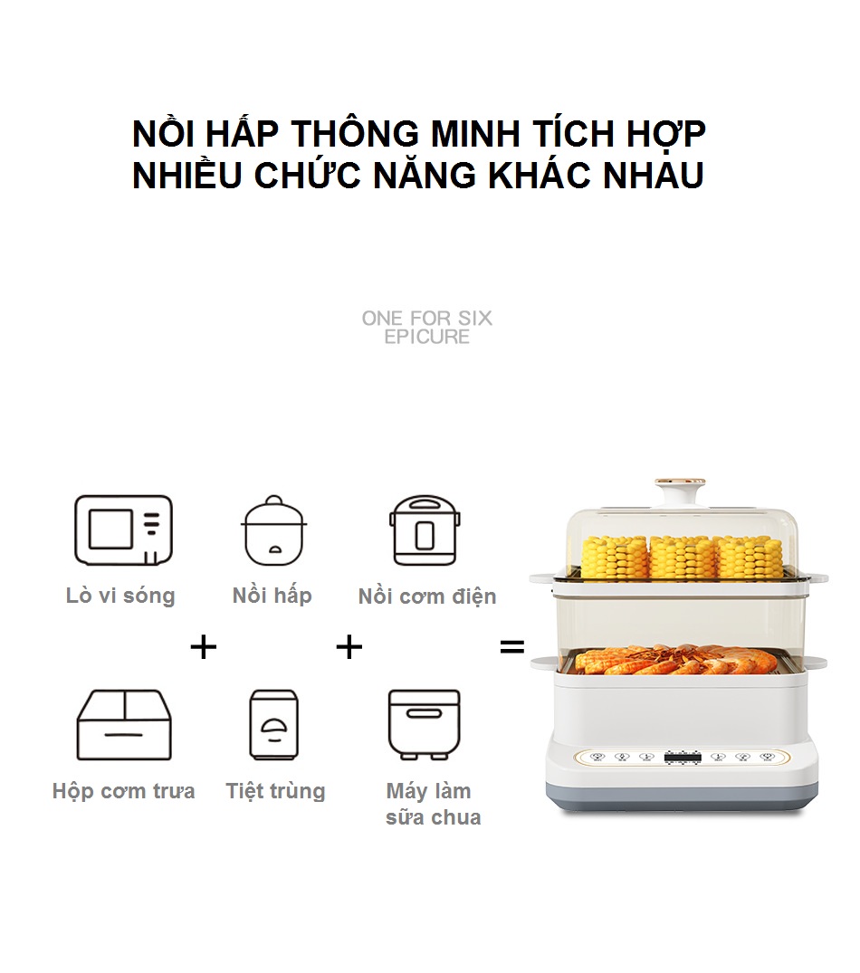 Nồi Hấp Điện Thông Minh 3 Tầng Dung Tích 22L - Đa Chức Năng Siêu Tiện Dụng - Hàng Chính Hãng