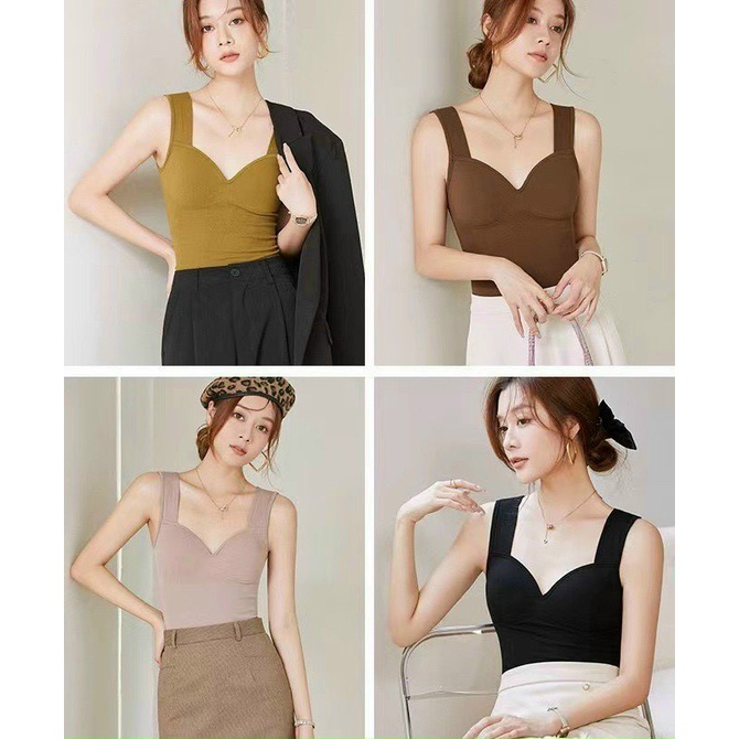 M167. Áo 2 dây cotton dáng dài kiểu nữ sẵn mút ngực, áo nữ kiểu đẹp sang mặc trong vest (có sẵn - miễn ship)