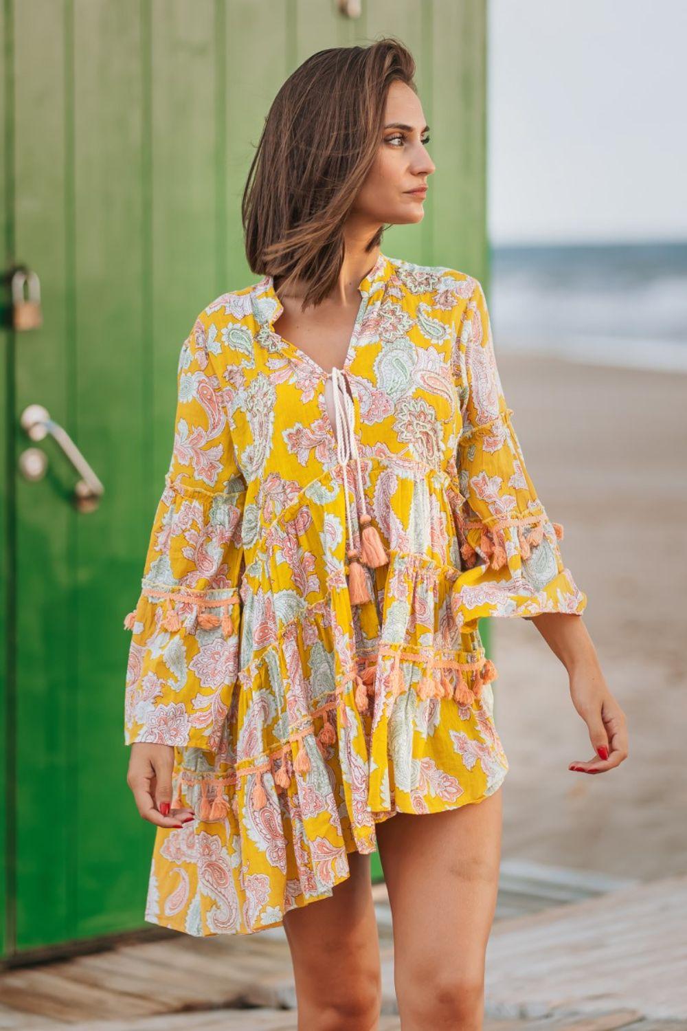 Đầm Boho Kết Cườm Cotton Isla Bonita