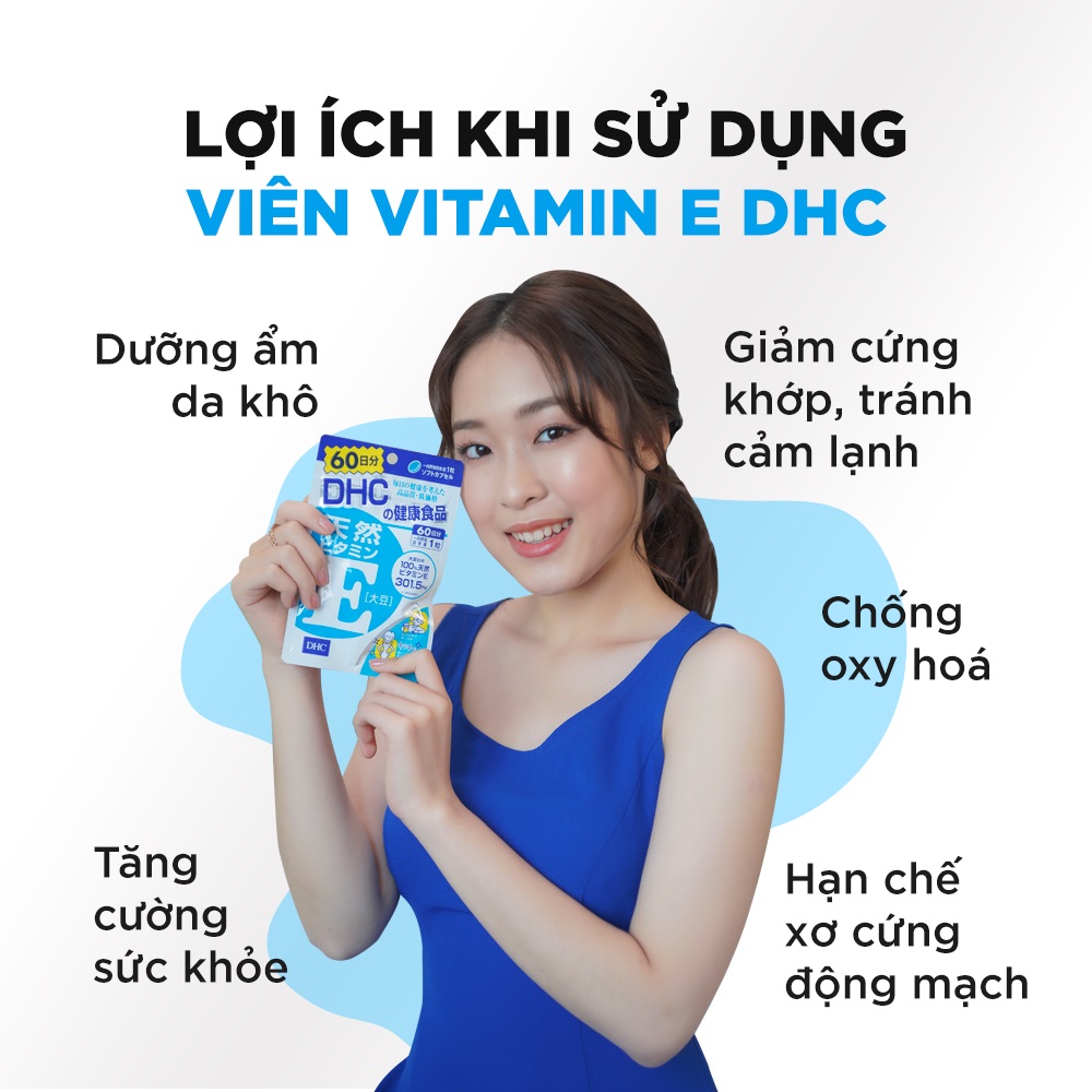 Vitamin E DHC Nhật làm chậm quá trình lão hoá, trẻ hóa da, tăng ẩm da, cải thiện sức khỏe khớp và giảm cảm lạnh - OZ Slim Store