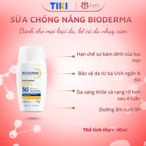Sữa chống nắng Bioderma phổ rộng ráo mịn, bảo vệ da toàn diện Photoderm XDefense Ultra-fluid SPF50+ 40ml