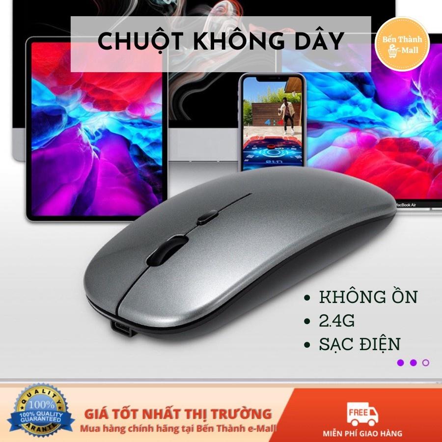 Chuột không dây không gây tiếng ồn tự sạc pin siêu mỏng chuyên dùng cho Máy tính, pc, Laptop, Tivi