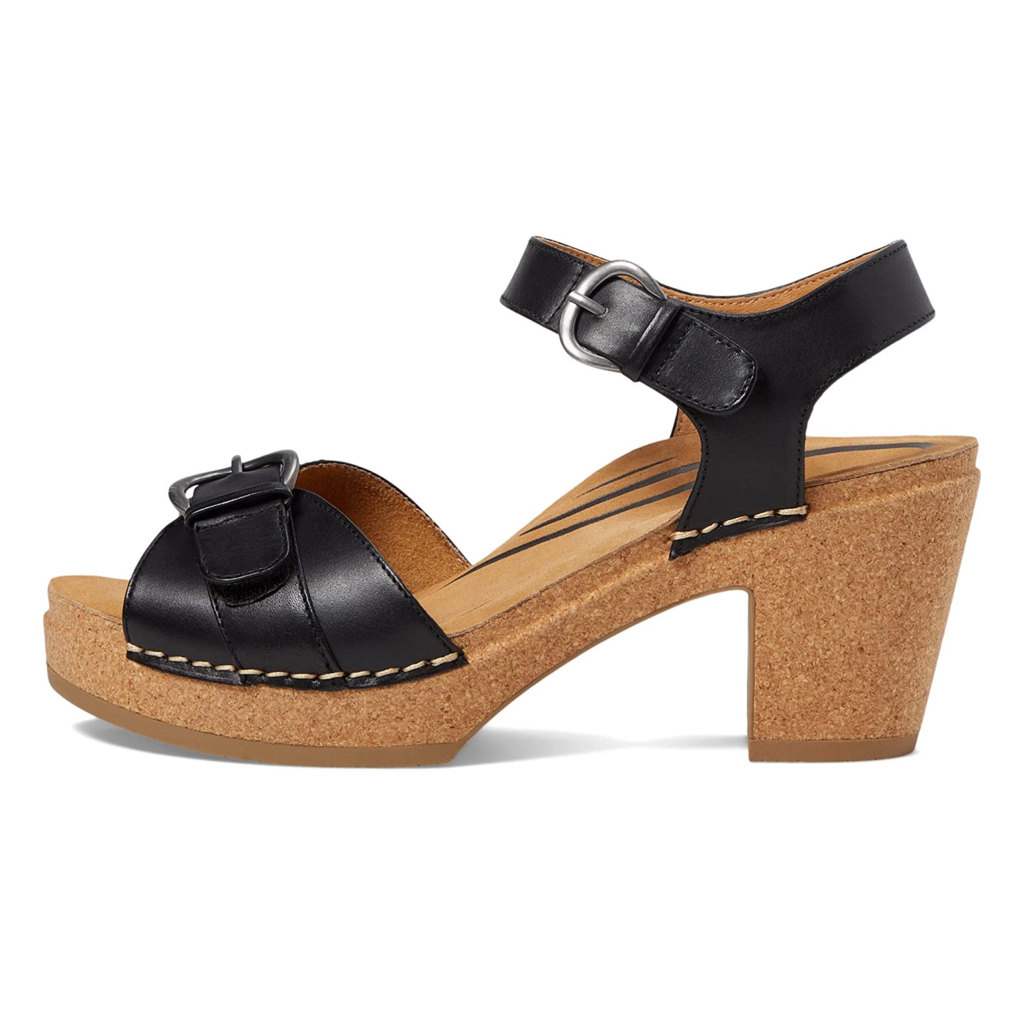 Sandal sức khỏe nữ Aetrex Tory Black - giày cao gót 8p đế đệm da giảm đau chân