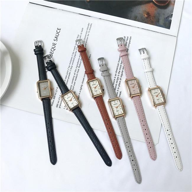 Đồng hồ nữ kiểu dáng thời trang, phong cách Hàn Quốc, mặt chữ nhật cá tính BV022