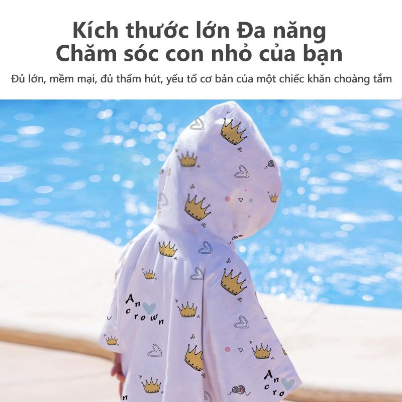 [Einmilk.ân ninh] Khăn tắm dạng áo choàng có nón 100% cotton đến từ Singapore siêu mềm thoáng khí, thấm hút nước cao BR