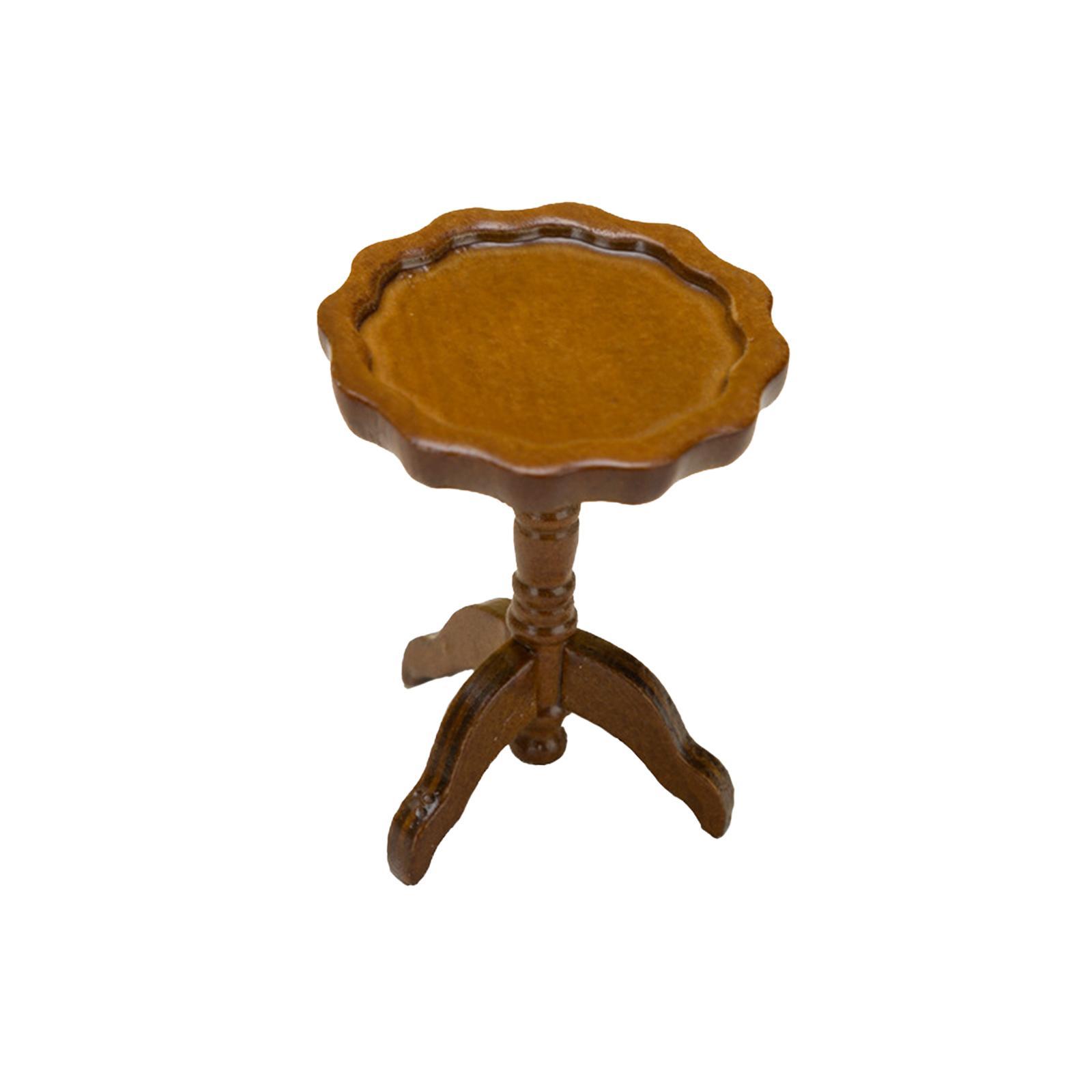 1:12 Scale Miniature Dollhouse Table Accessories Wooden Tea Table Model Crafts for Pretend Play Decor DIY Scene Children Toy Dolls House
