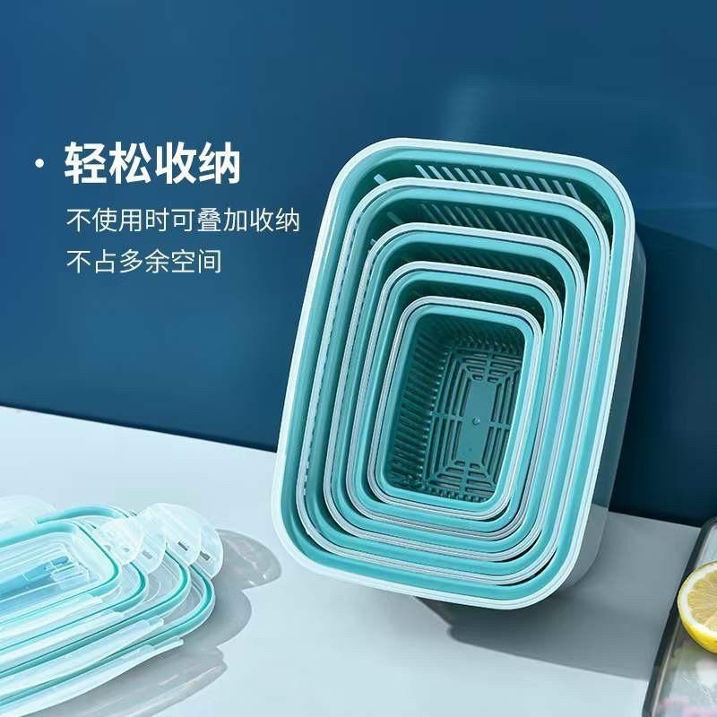 SET 5 HỘP ĐỰNG ĐỒ TỦ LẠNH ĐA NĂNG 2 LỚP CAO CẤP CÓ NẮP ĐẬY ĐỰNG THỰC PHẨM (Màu Xanh Ngọc)