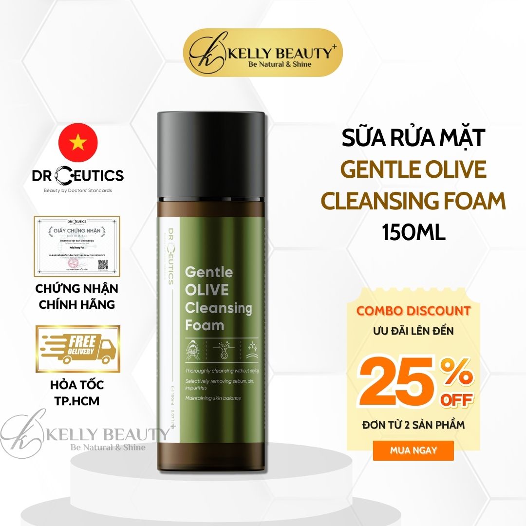 Sữa Rửa Mặt Tạo Bọt DrCeutics Gentle Olive Cleansing Foam | Kelly Beauty