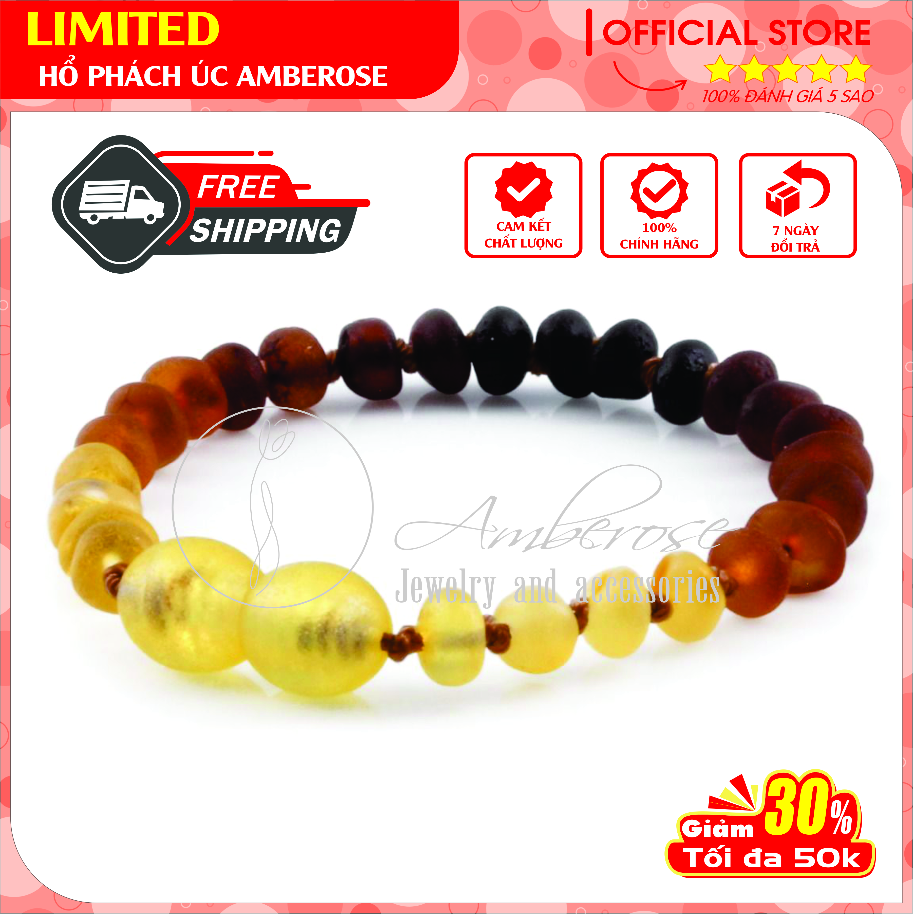 Bộ Vòng Hổ Phách Amber Úc Cho Bé 0 - 10 tuổi SABCV