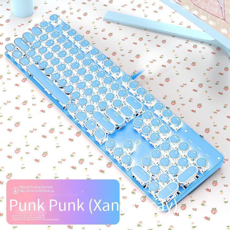 Ưu đãi đặc biệt Meishang E họ HJK901 bàn phím cơ chuột bộ retro cô gái màu hồng dễ thương màu xanh lá cây trục phím tròn bàn phím trò chơi