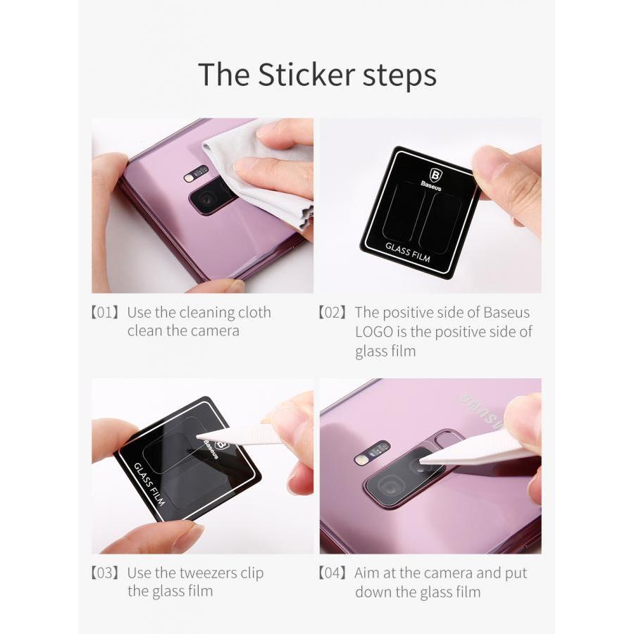 Miếng dán kính cường lực Camera cho Samsung Galaxy S9 Plus chính hãng Baseus chống trầy xước tuyệt đối - Hàng Chính Hãng