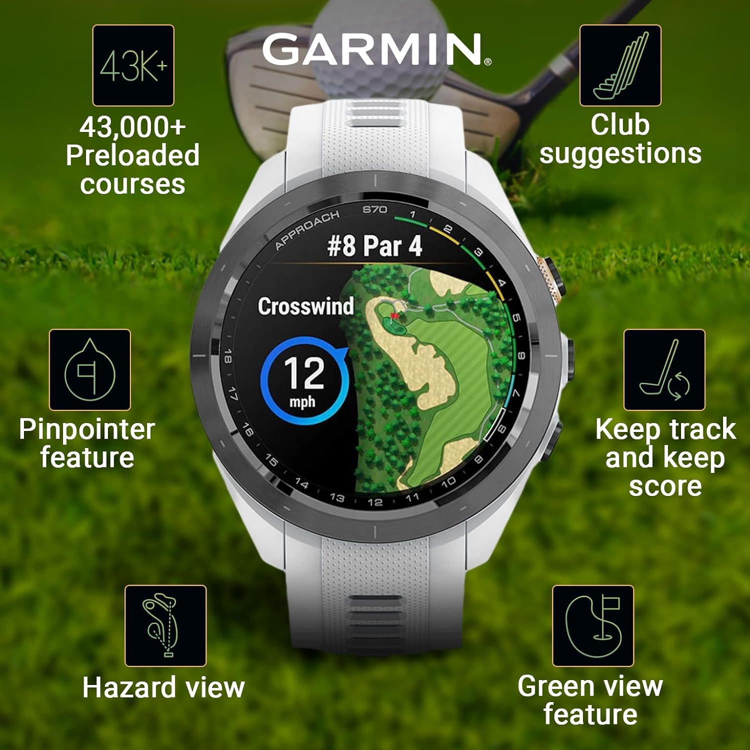 Đồng hồ thông minh Garmin Approach S70_Mới, hàng chính hãng