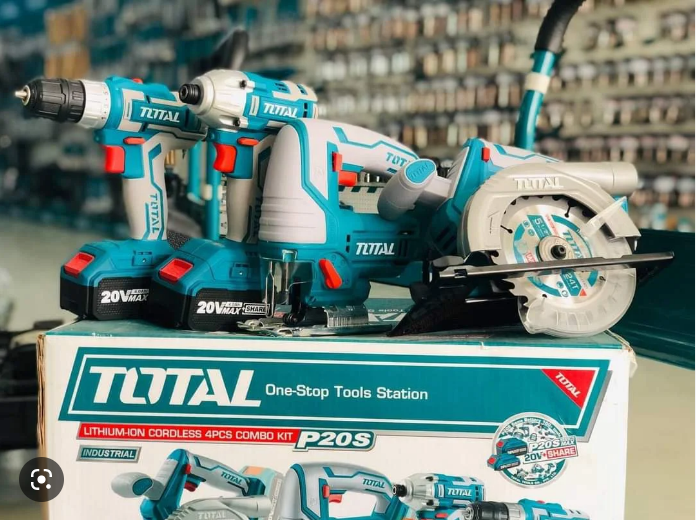 BỘ COMBO 4 MÁY GỒM CƯA ĐĨA TRÒN TSLI1401, CƯA LỌNG TJSLI8501, SIẾT VÍT TIRLI2002 VÀ KHOAN TDLI20024 DÙNG PIN 20V 45NM TOTAL TCKLI2010 - HÀNG CHÍNH HÃNG