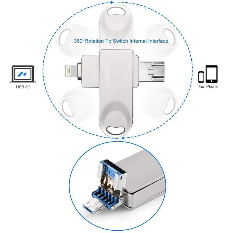 USB lưu trữ ngoài dung lượng 1Tb cho điện thoại Iphone7 / 7plus / 5S / 6 / 6s Plus / IPadAir / Mini IOS / máy tính