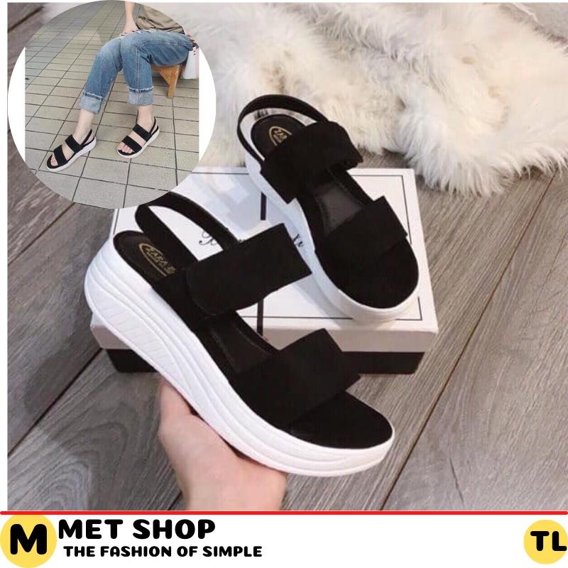 Giày Sandal Đế Xuồng Dày 3CM Thời Trang Mùa Hè Cho Nữ siêu nhẹ. Dép quai hậu độn đế siêu hót. MET SHOP