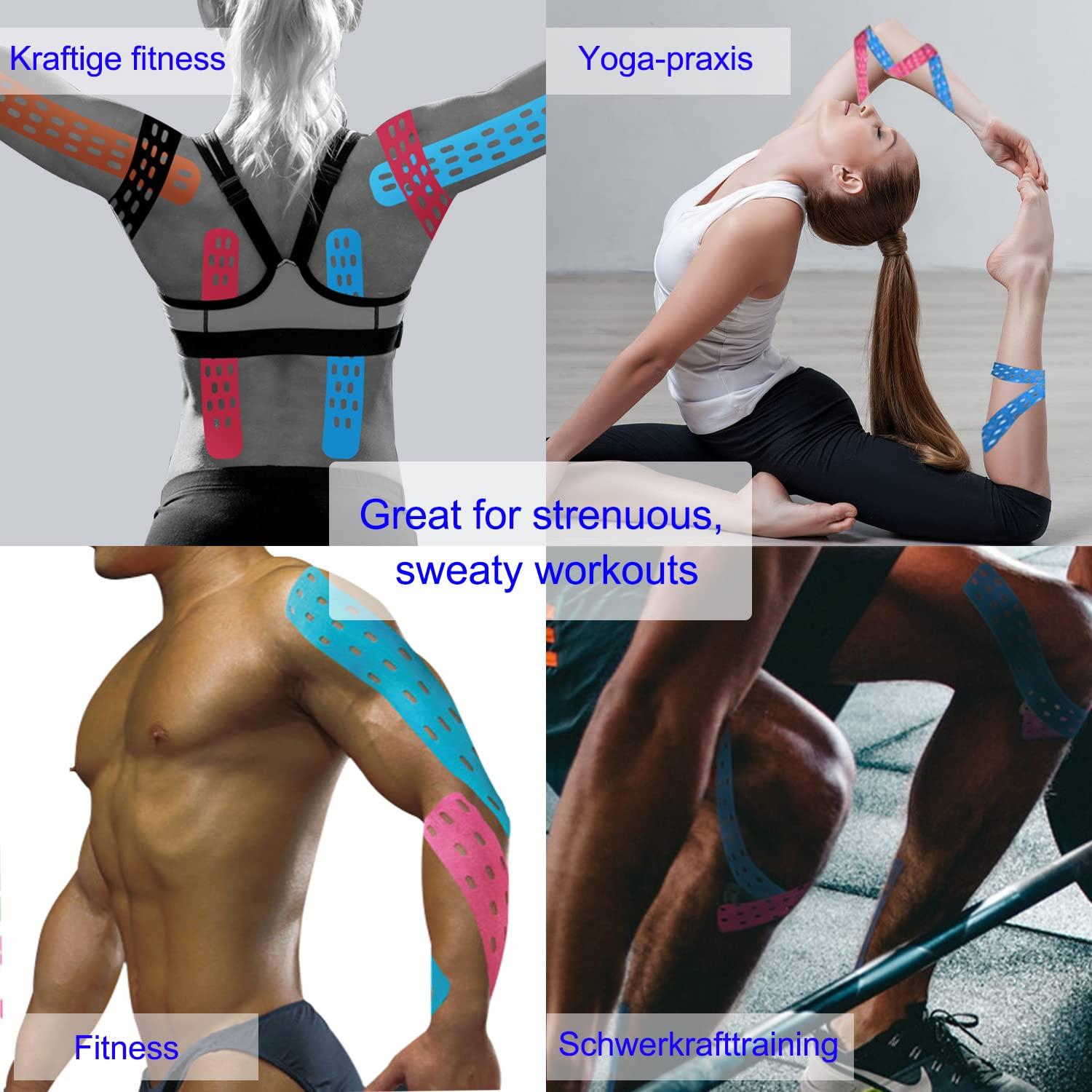 4 mảnh băng kinesiology, 5cm x5m Băng thể vật thể Kinesiotapes, Physiotape không thấm nước, Băng vật lý cho đầu gối, vai và khuỷu tay