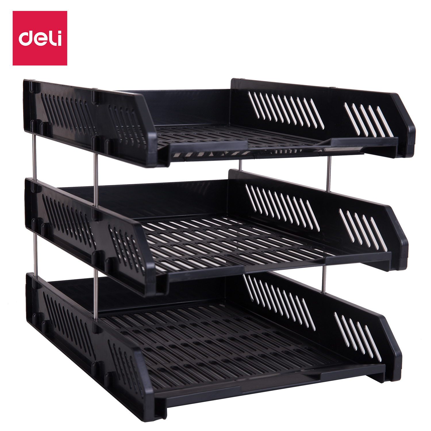 Giá Tài Liệu 3 Ngăn Deli, Ghi Xám - 1 Chiếc - E9209